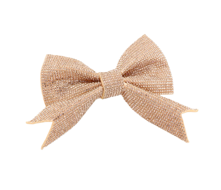 The Charlotte Sparkly Bling Stone Bow Hair Barrette - Topaz