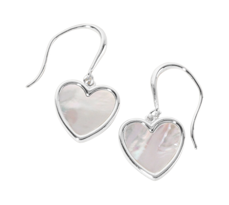 Heartfelt Glow Gold Dipped Heart Drop Earrings - White/Rhodium