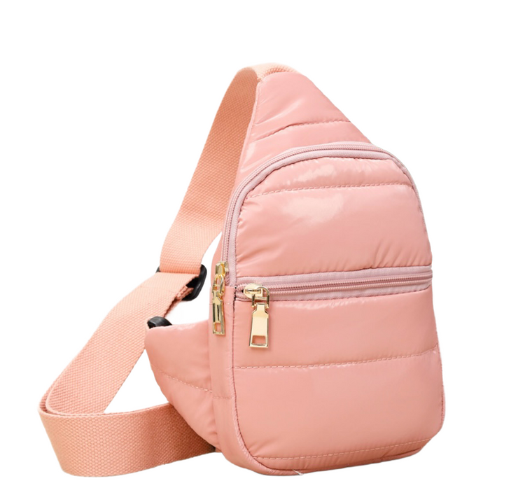 The Harper Solid Puffer Mini Sling Bag - Pink