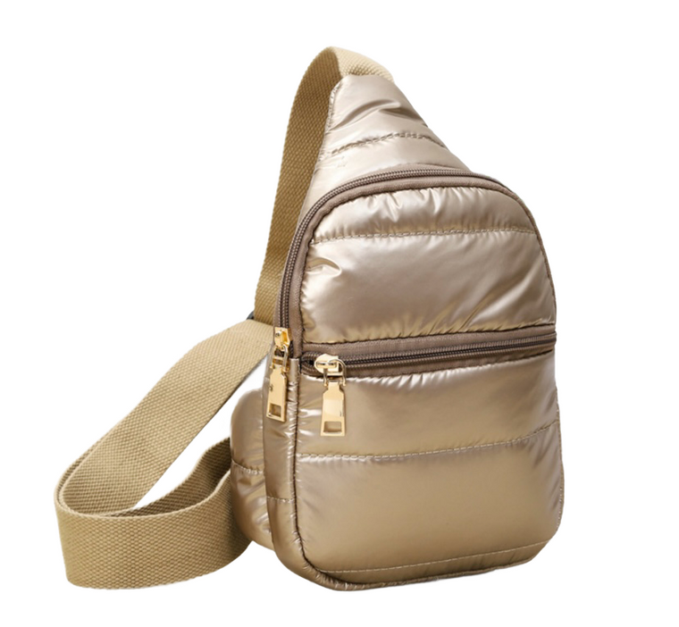 The Harper Solid Puffer Mini Sling Bag - Copper
