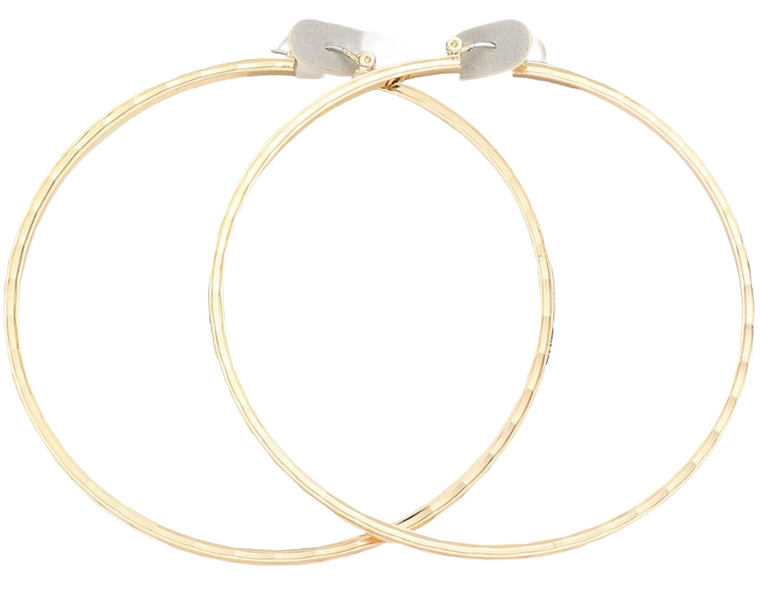 Calix Moda 14K Gold Filled Textured Hoop Earrings - Gold
