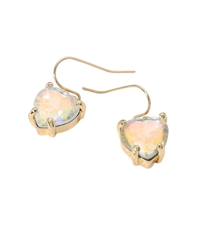Forever Love Heart Stone Cluster Earrings - AB/Gold