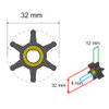 Albin Pump Premium Impeller Kit - 32 x 8 x 12mm - 6 Blade - Single Flat 06-01-001