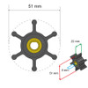 Albin Pump Premium Impeller Kit - 51 x 8 x 22mm - 6 Blade - Single Flat 06-01-008