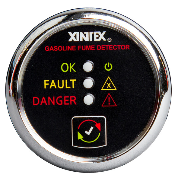 Xintex Gasoline Fume Detector & Alarm w/Plastic Sensor - Chrome Bezel D G-1C-R