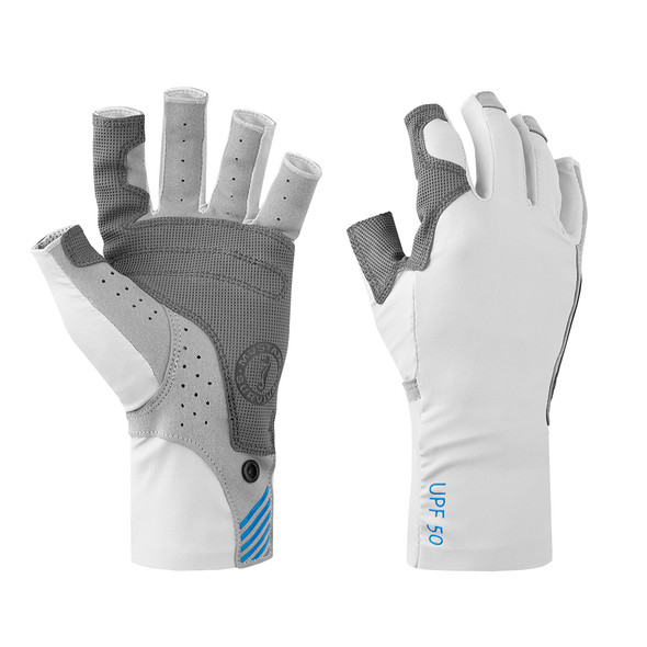 Mustang Traction UV Open Finger Gloves - Light Grey/Blue - Small MA6007-271-S-267