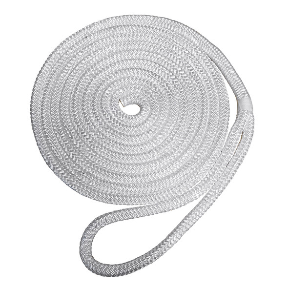 Robline Premium Nylon Double Braid Dock Line - 1/2" x 35' - White 7181938