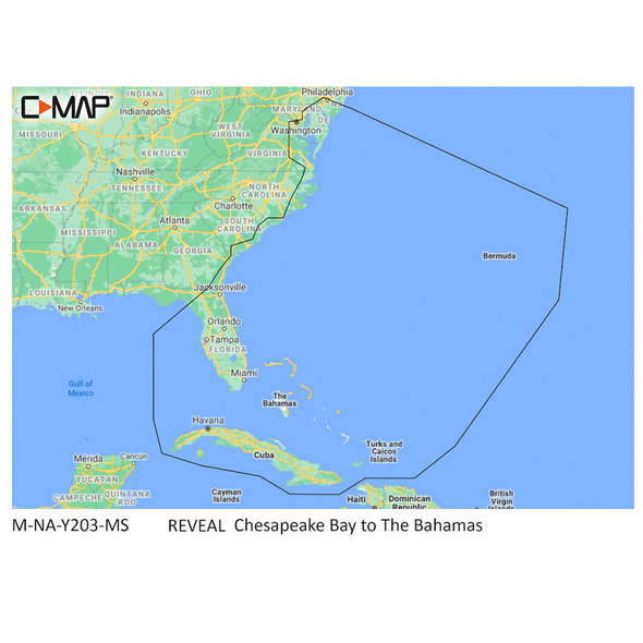 C-MAP M-NA-Y203-MS Chesapeake Bay to Bahamas REVEAL Coastal Chart M-NA-Y203-MS