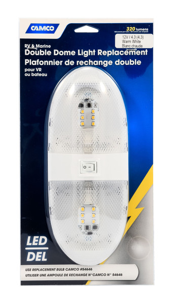 Camco LED Double Dome Light - 12VDC - 320 Lumens 41321