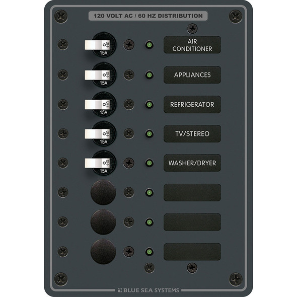 Blue Sea 8059 AC 8 Position Toggle Circuit Breaker Panel 8059