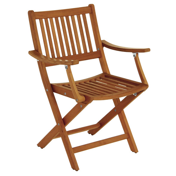 Whitecap Folding Chair w/Arms - Teak 63070