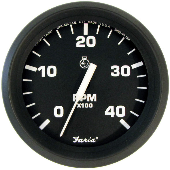 Faria 4" Tachometer Euro Style Black w/White Letters 4000RPM Diese TD9122