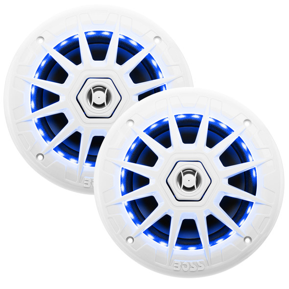 Boss Audio 6.5" MRGB65 Speakers w/RGB Lighting - White - 200W MRGB65