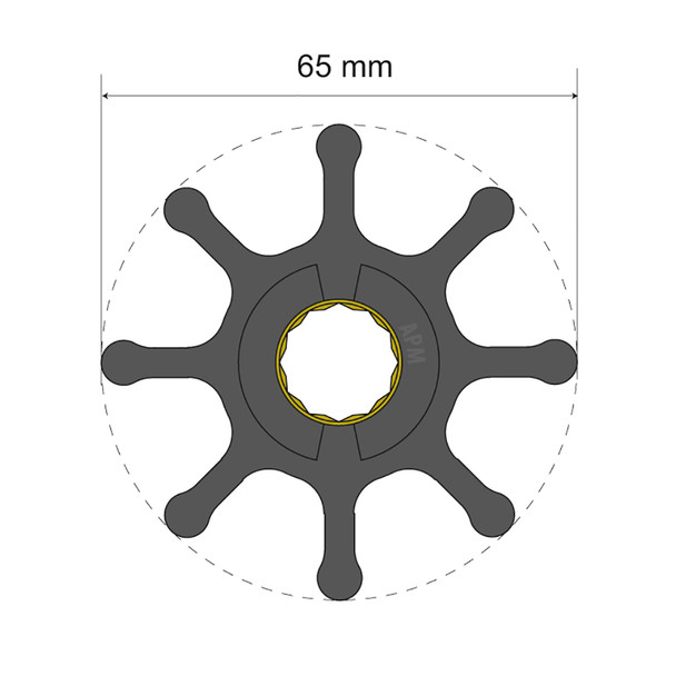 Albin Pump Premium Impeller Kit 65 x 16 x 37mm - 8 Blade - Spline Inser 06-01-017