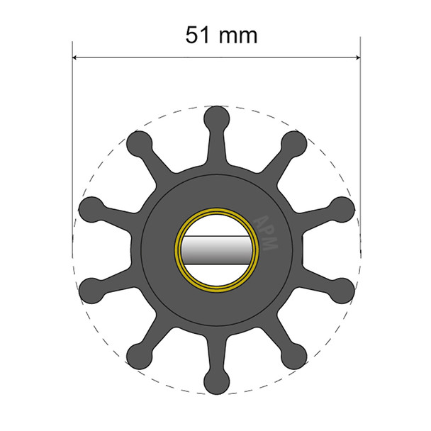 Albin Pump Premium Impeller Kit - 51 x 12.7 x 22mm - 10 Blade - Pin Ins 06-01-011