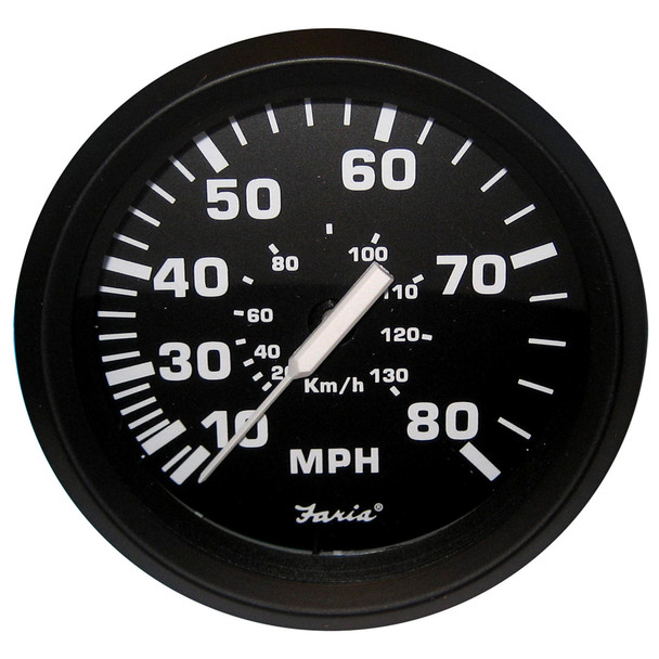 Faria Euro Black 4" Speedometer - 80MPH (Pitot) 32812