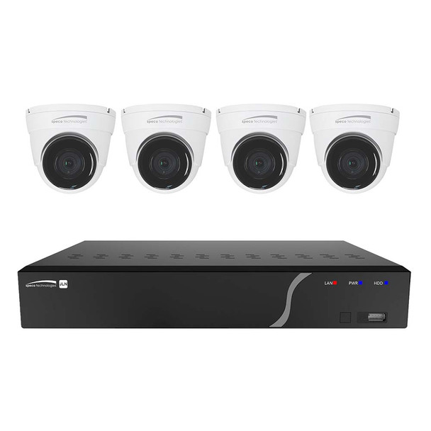 Speco 4 Channel NVR Kit w/4 Outdoor IR 5MP IP Cameras 2.8mm Fixed Lens, ZIPK4N1