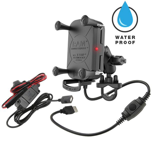 RAM Mount Tough-Charge Waterproof Wireless Charging Motorcycle Mount RAM-B-149Z-A-UN12W-V7M