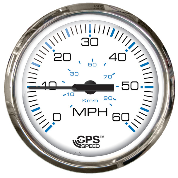 Faria Chesapeake White SS 4" Studded Speedometer - 60MPH (GPS) 33839