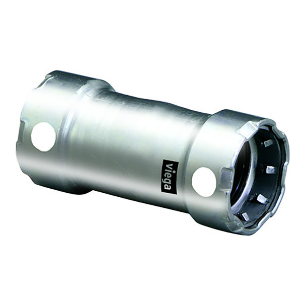Viega MegaPress 2" Stainless Steel 304 Coupling w/o Stop - Double Press 95330