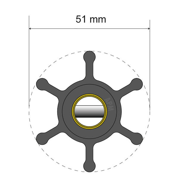 Albin Pump Premium Impeller Kit - 51 x 22 x 12.7mm - 6 Blade - Pin Inse 06-01-006