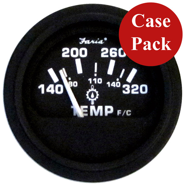 Faria 2" Heavy-Duty Oil Temp Gauge (140-320 F/C) - Black *Bulk Case of  GP0629B