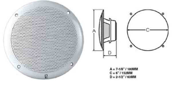 Polyplanar Ma-4056 Spkr White 6""  Round Flush Mount MA4056-W