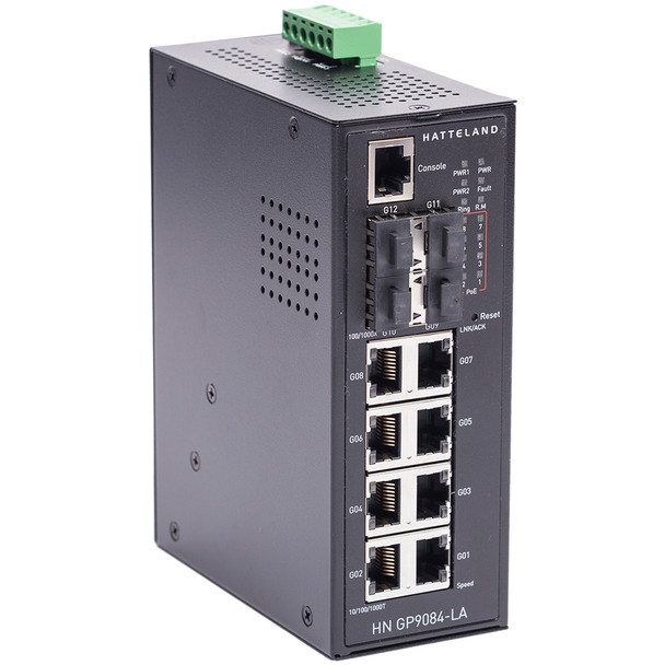 Hatteland Industrial 12-Port Slim Type Layer2 Managed Gigabit PoE Ether HN GP9084-LA