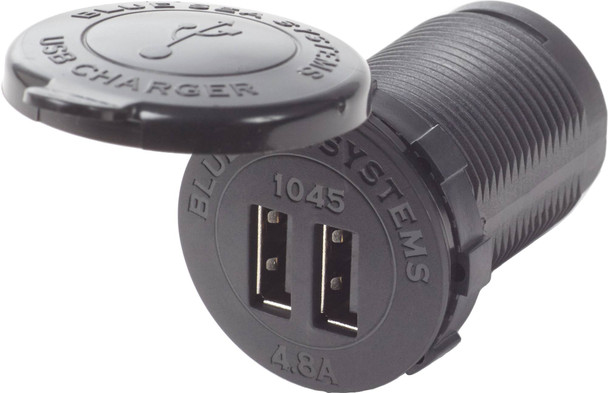 Blue Sea 1045 12/24V Dual USB Charger - 1-1/8" Socket Mount 1045