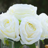 7 Stems Large  Artificial Roses Flower Arrangement in Cube Glass Vase( Cream)