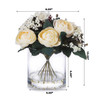 Mixed Artificial Ranunculus Flowers Arrangement in Clear Glass Vase( Beige)
