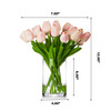 20 Pieces Artificial Real Touch Tulips Flower Arrangement in Glass Vase With Faux Water(Pink)