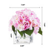 Artificial Silk Hydrangea Flower Arrangement in Cube Glass Vase With Faux Water(Pink)