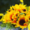 Artificial Silk Sunflower Arrangement in Clear Glass Vase With Faux Water