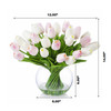 Artificial Real Touch Tulip Arrangement in Clear Glass Vase (Pink White)