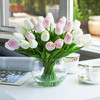 Artificial Real Touch Tulip Arrangement in Clear Glass Vase (Pink White)