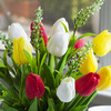 Mixed Real Touch Tulips Flower Arrangement in Pot Mixed Real Touch Tulips Flower Arrangement in Pot