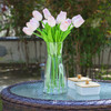 Artificial Real Touch Tulip Arrangement in Clear Glass Vase(Pink)