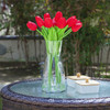 Artificial Real Touch Tulip Arrangement in Clear Glass Vase(Red)
