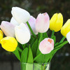 Artificial Real Touch Tulip Arrangement in Clear Glass Vase