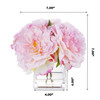 Silk Peony Arrangement in Cube Glass Vase With Faux Water(Pink)