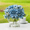 Mixed Artificial Dahlia Flower Arrangement in Clear Glass Vase With Faux Water(Blue)