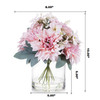 Mixed Artificial Dahlia Flower Arrangement in Clear Glass Vase With Faux Water(Pink)