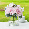 Mixed Artificial Dahlia Flower Arrangement in Clear Glass Vase With Faux Water(Pink)
