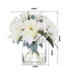 Mixed Artificial Dahlia Flower Arrangement in Clear Glass Vase With Faux Water(Cream)