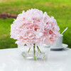 Silk Hydrangea Flower Arrangement in Clear Glass Vase With Faux Water(Pink)