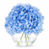 Silk Hydrangea Flower Arrangement in Clear Glass Vase With Faux Water(Blue)