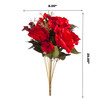 20" Mixed Artificial Silk Rose Flower Bush (Red)