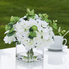 Mixed Artificial Silk Hydrangea Flower Arrangement in Cube Glass Vase With Faux Water(Cream)