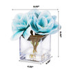Artificial Real Touch Magnolia Flower Arrangement in Cube Glass Vase With Faux Water(Blue)
